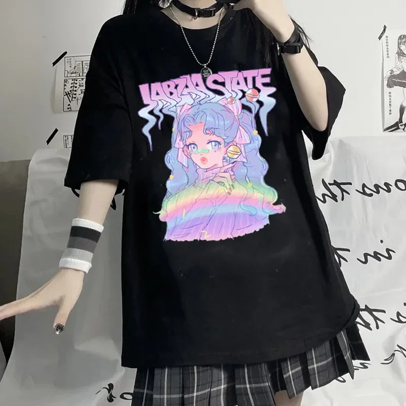 

Women's T Shirt Y2k Harajuku Graphic Kawaii T Shirts Anime Print Oversized T Shirt Grunge Tops Women Clothing Y2k Tops