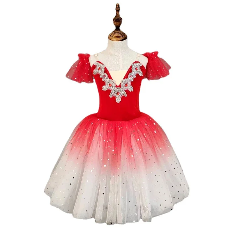 Roupas de prática de tutu infantil, vestido de princesa, roupas de performance