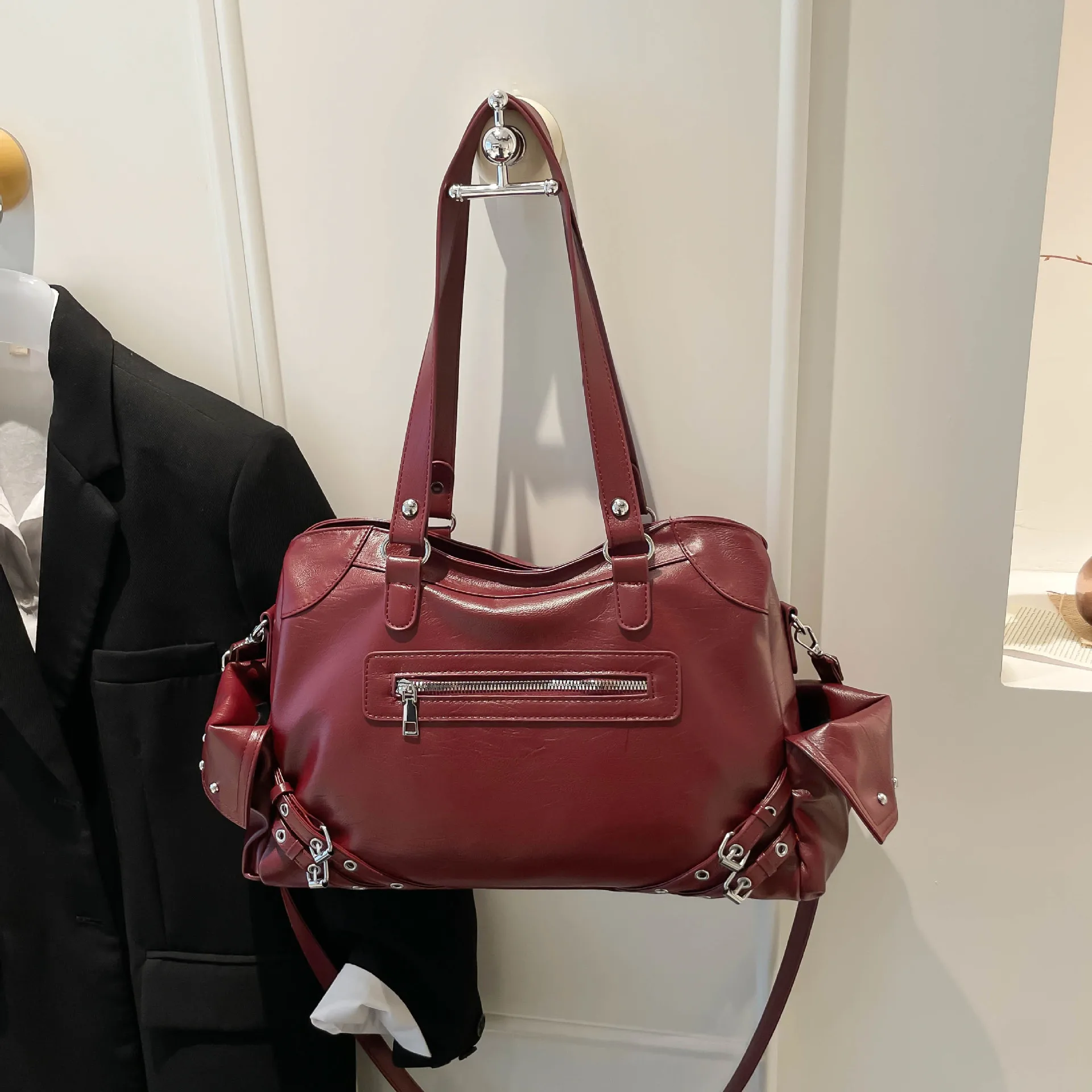 

Стильная сумка с несколькими карманами | Женская байкерская сумка через плечо, уникальная сумка большой вместимости