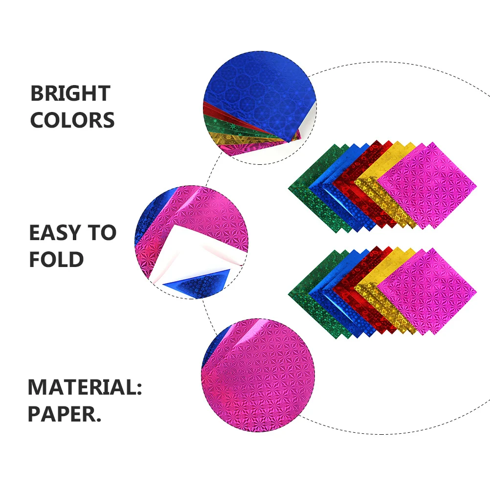 

100Pcs Origami Paper Flashy Colors Durable Easy Fold Kids DIY Crafts Perfect for Parties Home Decor Origami Paper