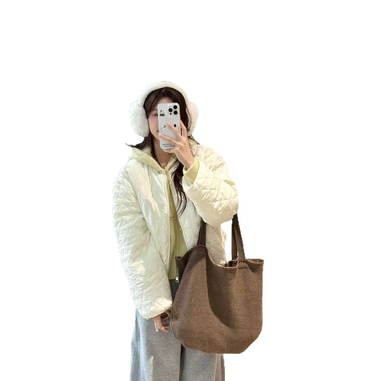 2025 Otoño Invierno Chaqueta corta de algodón acolchada suave y cálida mate a prueba de viento para mujer