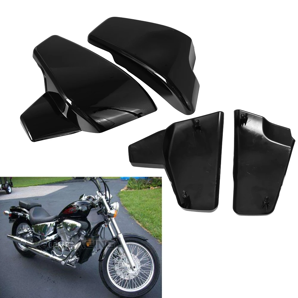 Motorcycle Battery Side Covers Left Right Black Fairing Guard For Honda VLX600 VT600 C CD Shadow Steed VT400 1999-2008 2007