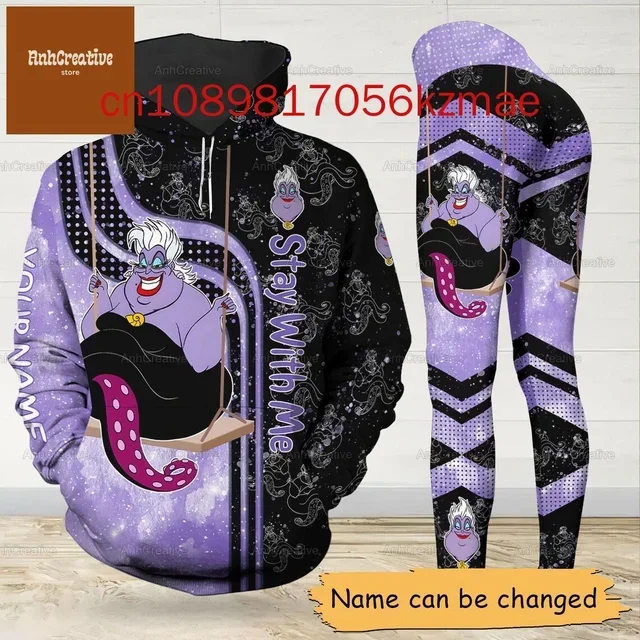 Custom Name Maleficent Mouse Hoodie And Leggings Suit Women\'s Disney Hoodie Yoga Pants Sweatpants Fashion Tracksuit Set