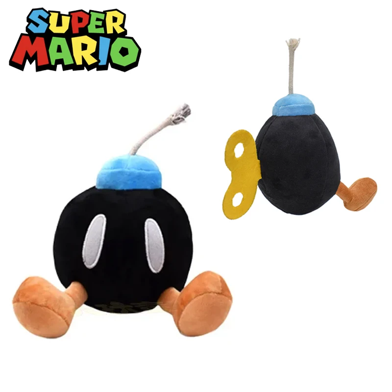 15cm Cartoon Super Mario Bros Plush Dolls Anime Figures Black Landmine Yoshi Big and Small Toys Birthday Gifts for Kids