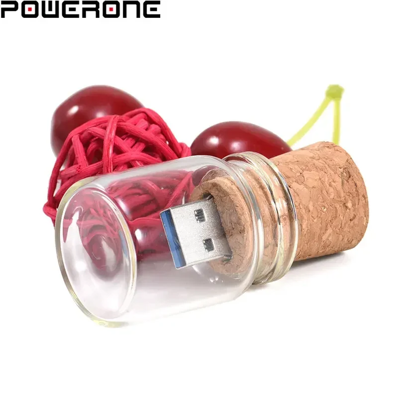 POWERONE Wishing Bottle USB 3.0 Flash Drives 128 GB Kostenloser individueller Logo Memory Stick 64 GB schwimmender Flaschen-Stick 32 GB U-Disk 16 GB