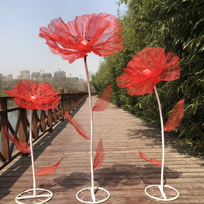 

White and red wedding stage paper flower giant floral decoration Christmas and wedding party window stage decoration