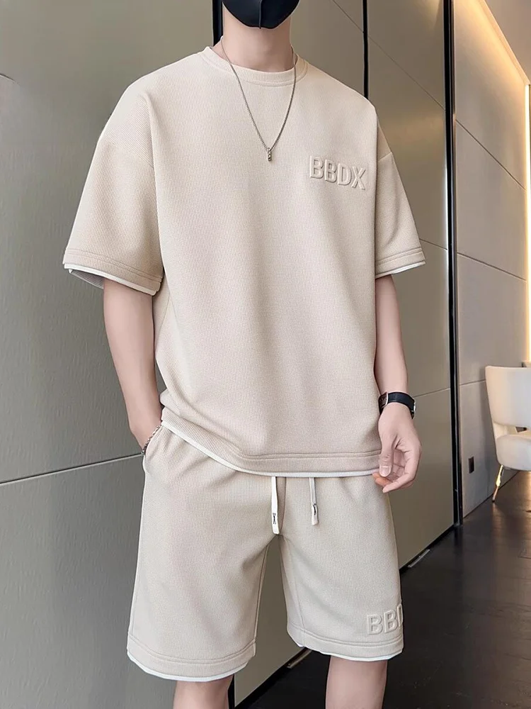 ensemble-de-sport-decontracte-pour-homme-ete-respirant-poids-lourd-manches-courtes-shorts-longueur-cinq-quarts-melange-de-polyester