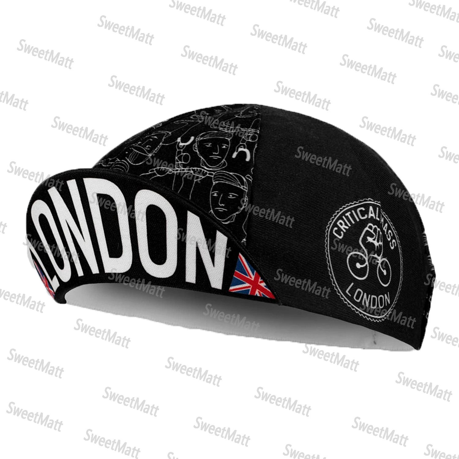 SweetMatt Classic Retro Black Series Polyester Fahrrad-Herrenkappen, Sommer, atmungsaktiv, schnell trocknend, Fahrradhut, Radfahren, Sport, Sturmhaube – Detail 11