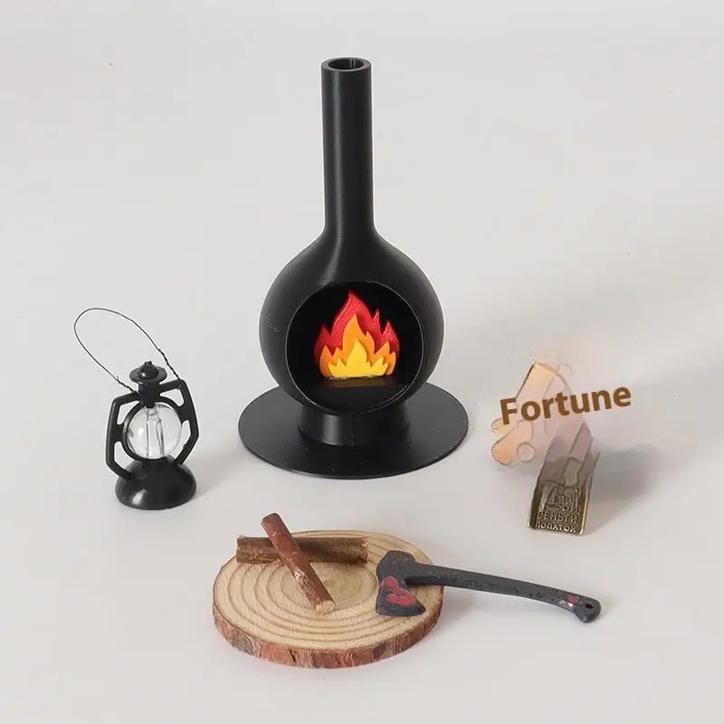 1/12 Dollhouse Miniature Fireplace Chimney Model Dollhouse Christmas Scene Decoration Dolls House Micro Landscape Ornament