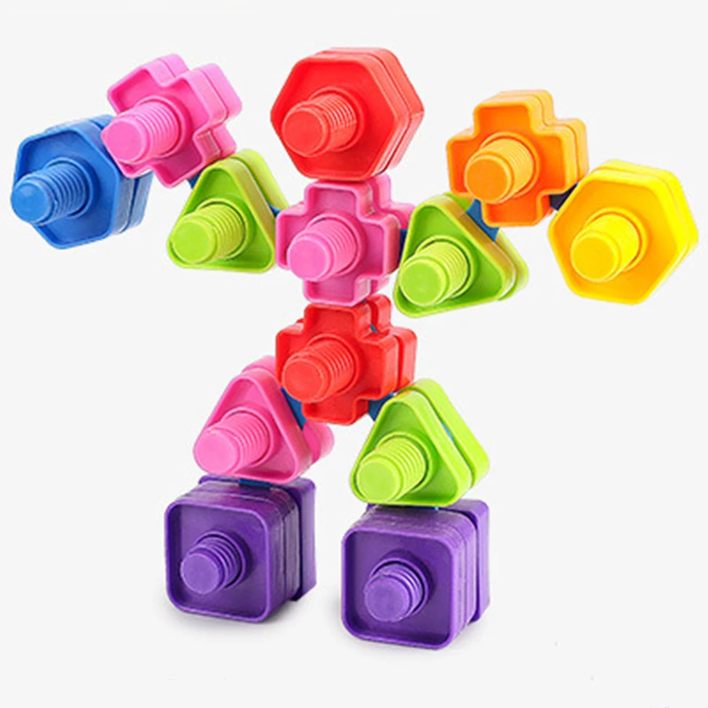 Schraube Bausteine Spielzeug kreative Block Mosaik Puzzle Spielzeug für Kinder Kunststoffe insatz Blöcke Nuss Form Lernspiel zeug