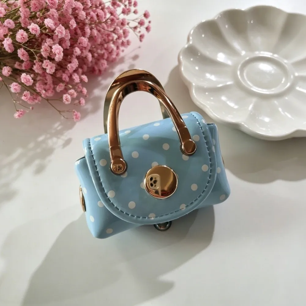 Fashionable Vintage Style Polka Dot Coin Purse Portable Lightweigh Mini Wallet Macaron Color Versatile Bag Pendant Charm Office