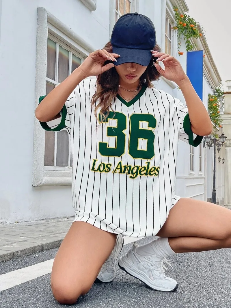 

Street Life Модная женская одежда с номерами Футболка с коротким рукавом Дышащая быстросохнущая футболка больших размеров Спортивные повседневные повседневные топы 2025