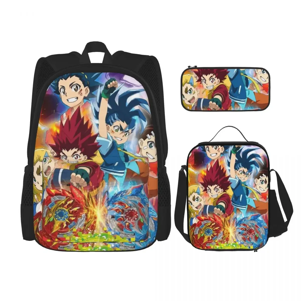 Beyblade Burst Surge Backpacks Boys Girls Bookbag Children School Bags Cartoon Kids Rucksack Lunch Bag Pen Bag Three-Piece Set