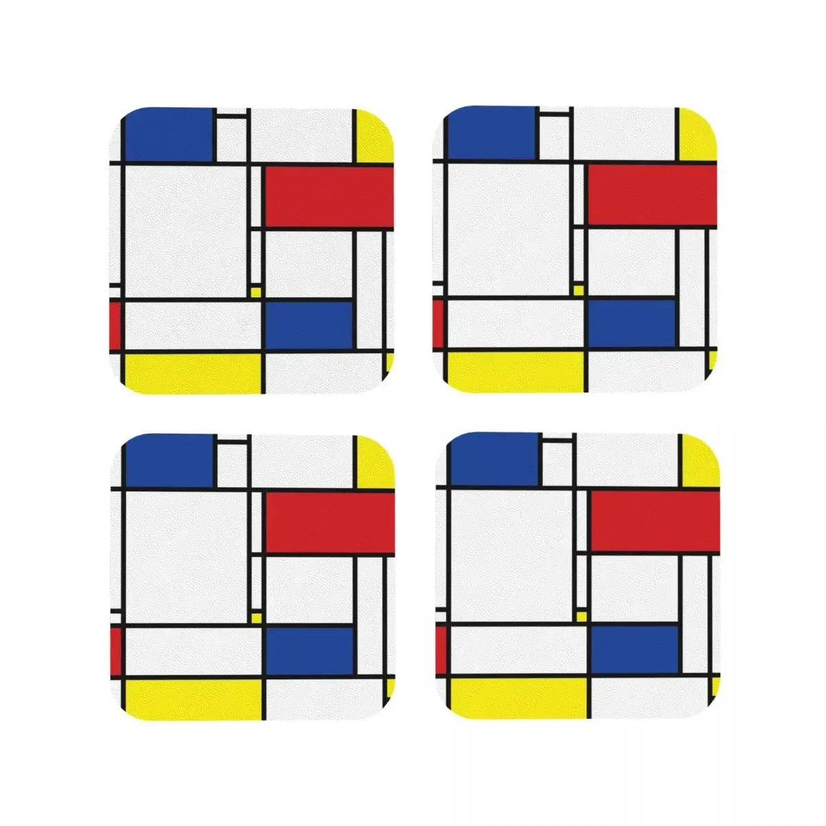 Mondrian Minimalist De Stijl Modern Art I.I Fatfatin Coasters Kitchen Placemats Cup Coffee Mats For Home Tableware Pads Set of 4