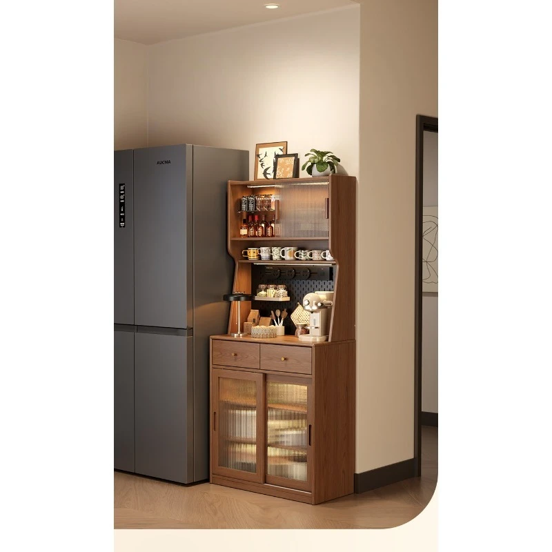 Solid wood dining side cabinet coffee cabinet kitchen wall integrated locker