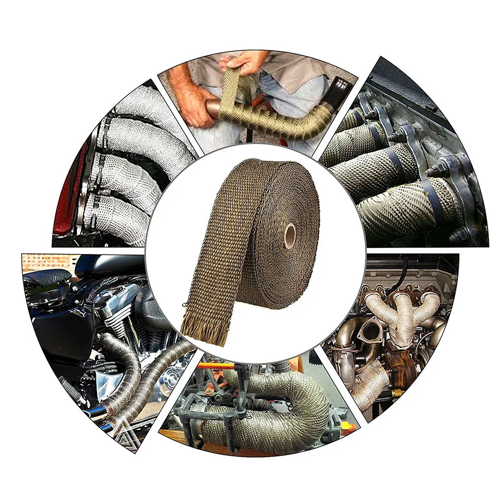 

1.5mm 25Mm 5M Exhaust Wrap Roll Premium Heat Resistant Material Reduces Engine Heat Protects Components Universal Fit for Cars
