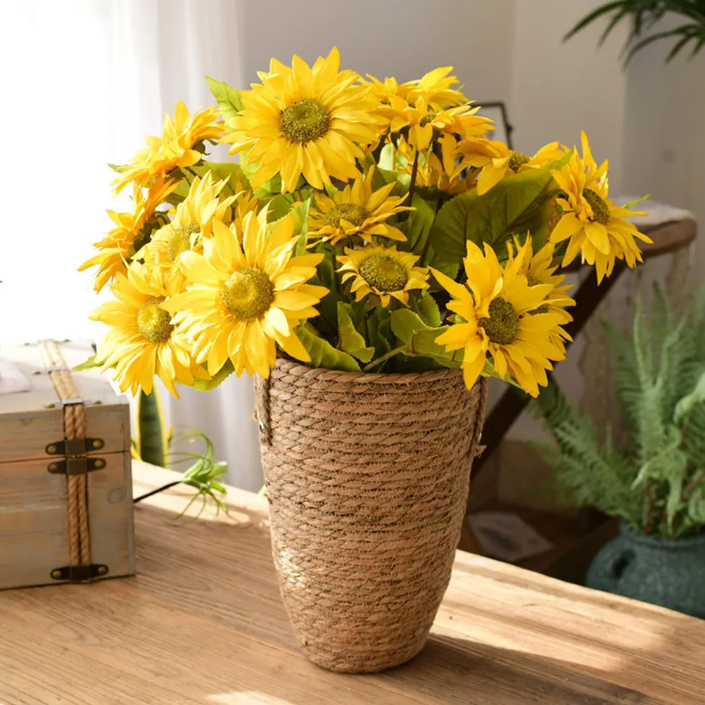 

Woven Flower Basket Handmade Decorative Plant Pot for Indoor Garden Multi-Purpose Storage Basket Rustic Home Office Decor