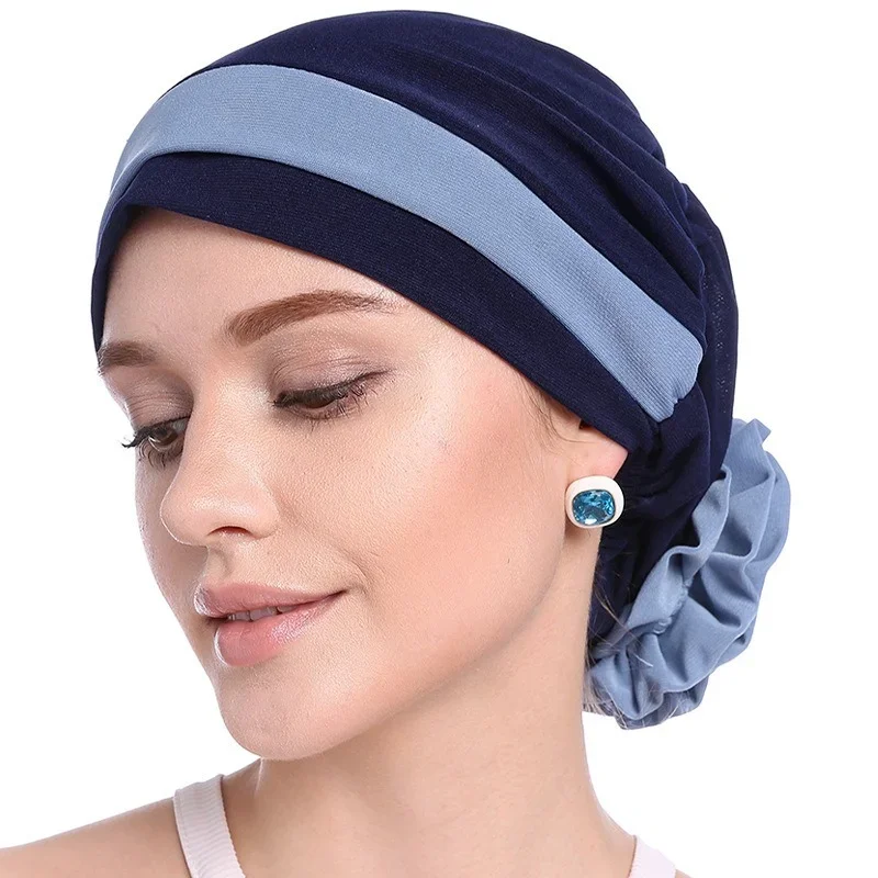 New Modal Flower Muslim Hijabs Hats Women Flora Turban Headband Head Wrap India Caps Chemo Cancer Hats Latest Turban For Women