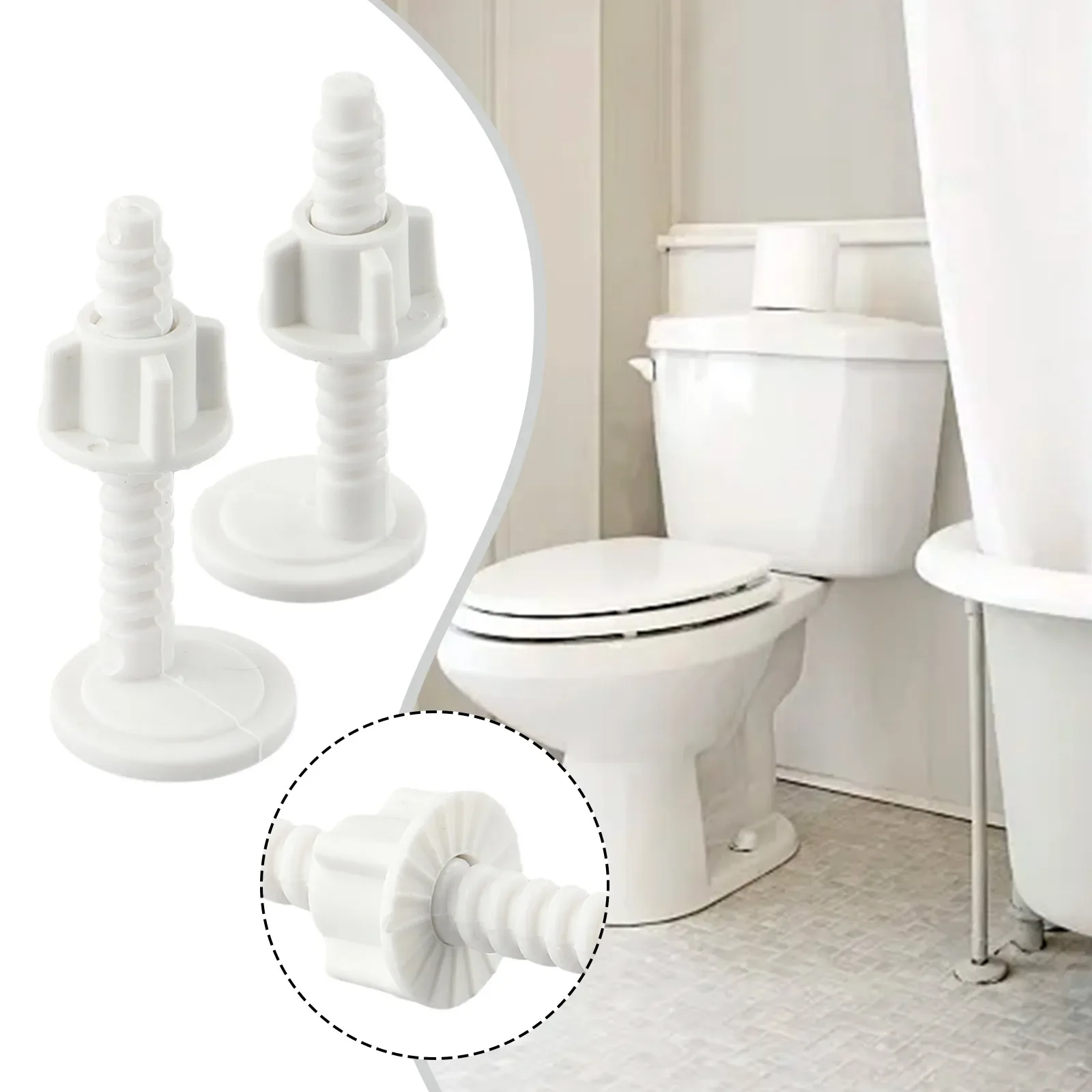 Bathroom Toilet Lid Screw White Excellent Toughness Good Strength 60*30mm Easy To Install Practical Replaceable