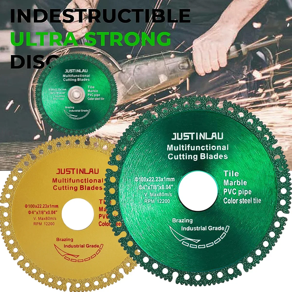 

JUSTINLAU 2pcs 4inches 22.23mm Hole Cutting Disc Cutting Concrete Wood Tile Steel Metal Aluminum Granite Stone Grinder Saw Blade