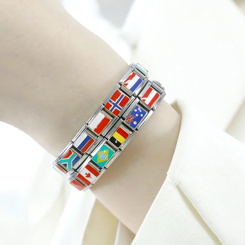 Hapiship New Original Daisy Fashion World National Flag Italian Charm Fit 9mm Bracelet Stainless Steel Jewelry Making DJ046 image 4