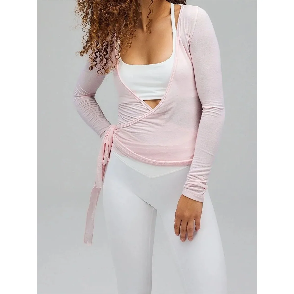 

Женский галстук Y2K Cross Wrap Long Sve Deep V Ne Cleanfit Sle irt из полиэтиленовой ткани A-Line Sve Non-Sinkage Winter Collection