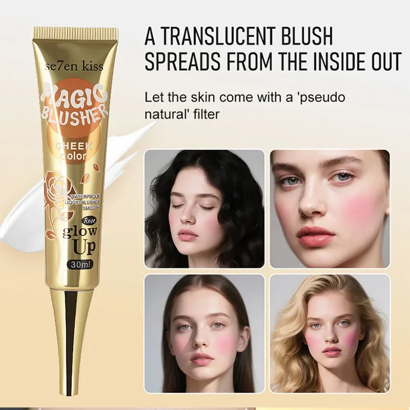 

30ml Magic Blusher Waterproof Liquid Cheek Blush Smooth Eye Shadow Rose Glow Up Blusher Long-lasting Makeup