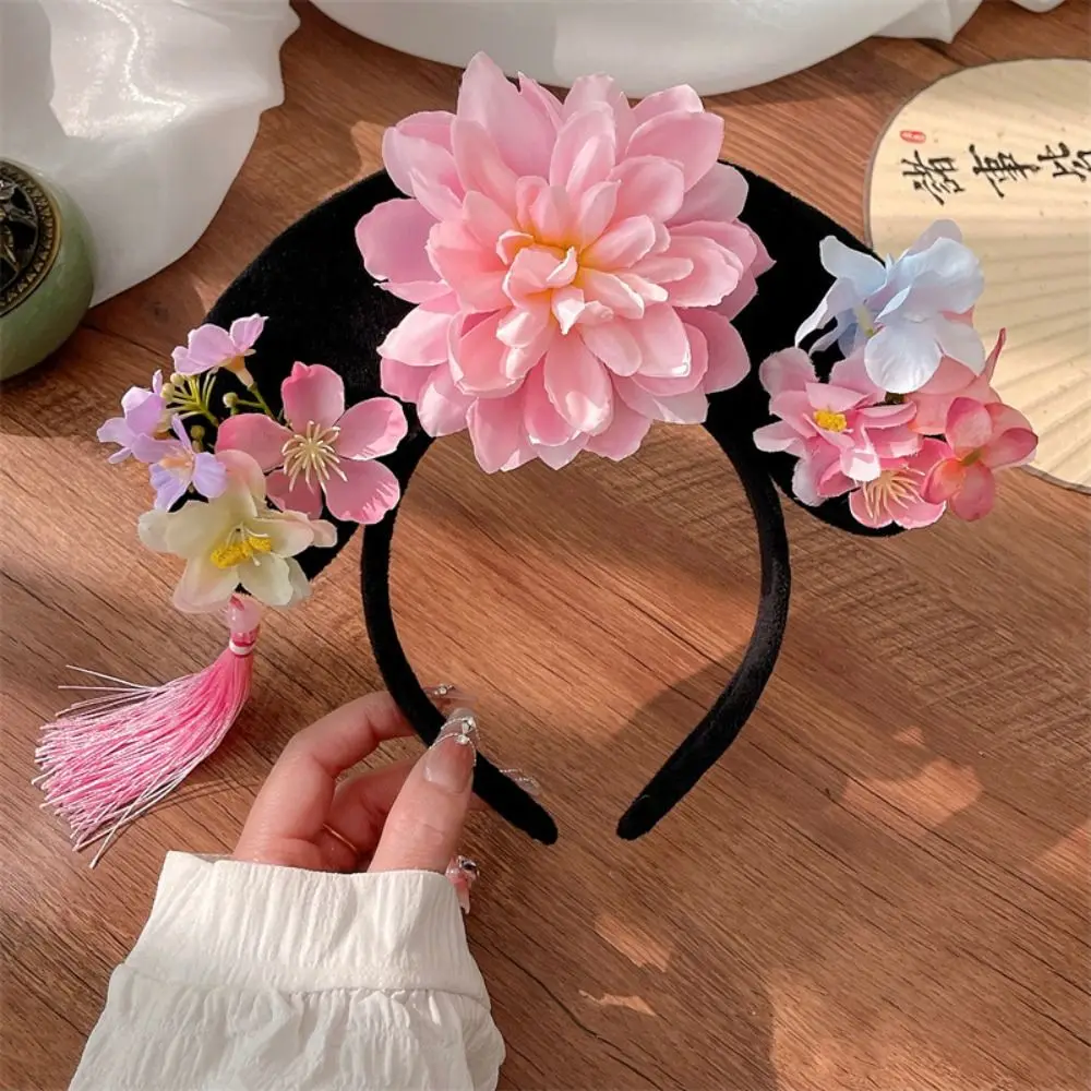 Flower Chinese Style Headwear Tassel Hanfu Headdress Hanfu Hair Clip Pearl Royal Court Headwear Ancient Style Headband