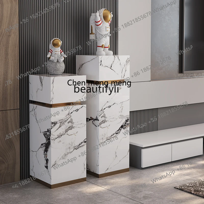 Living room floor rack light luxury decoration column sofa corner side few floor ornament rack