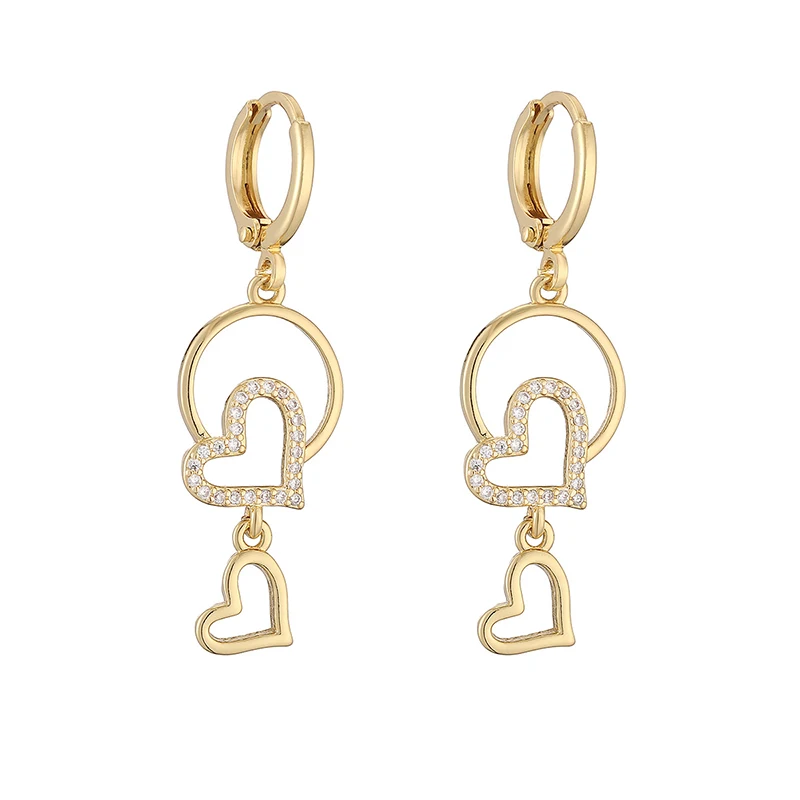 GANPUP Elegante Glänzende Zirkonia-Herz-Ohrhänger für Damen Neue Ohrklemme Modischer Trendschmuck Geschenk für Party серьги – Detail 6