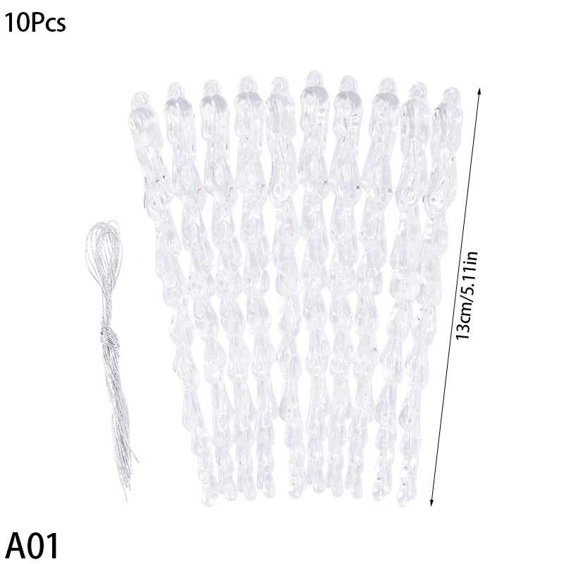 クリスマスの装飾用の透明なアイスコーン,13cm, 10個
