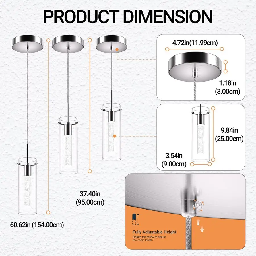 تركيبات إضاءة السقف، إضاءة المطبخ LED أضواء قلادة كريستالية جزيرة المطبخ، 1 ضوء متكامل للمطبخ معلقة #6