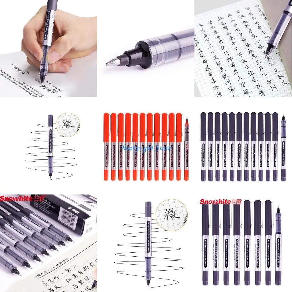 

C7AB 12pcs 0.7mm Straight Liquid Pens School Office Supplies for Men Women