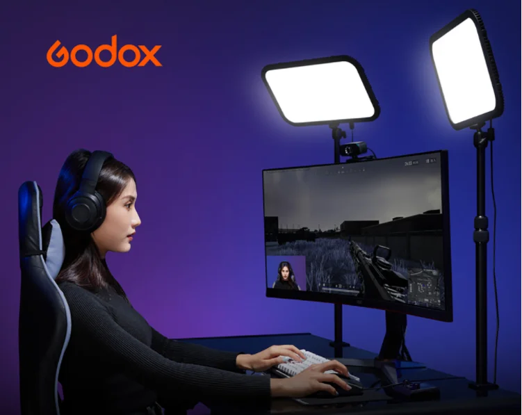 Godox E-Sports LED Light ES45 Kit 2800K-6500K Mounting Rod with APP & Remote Controller for Youtube Game Live Photography Studio