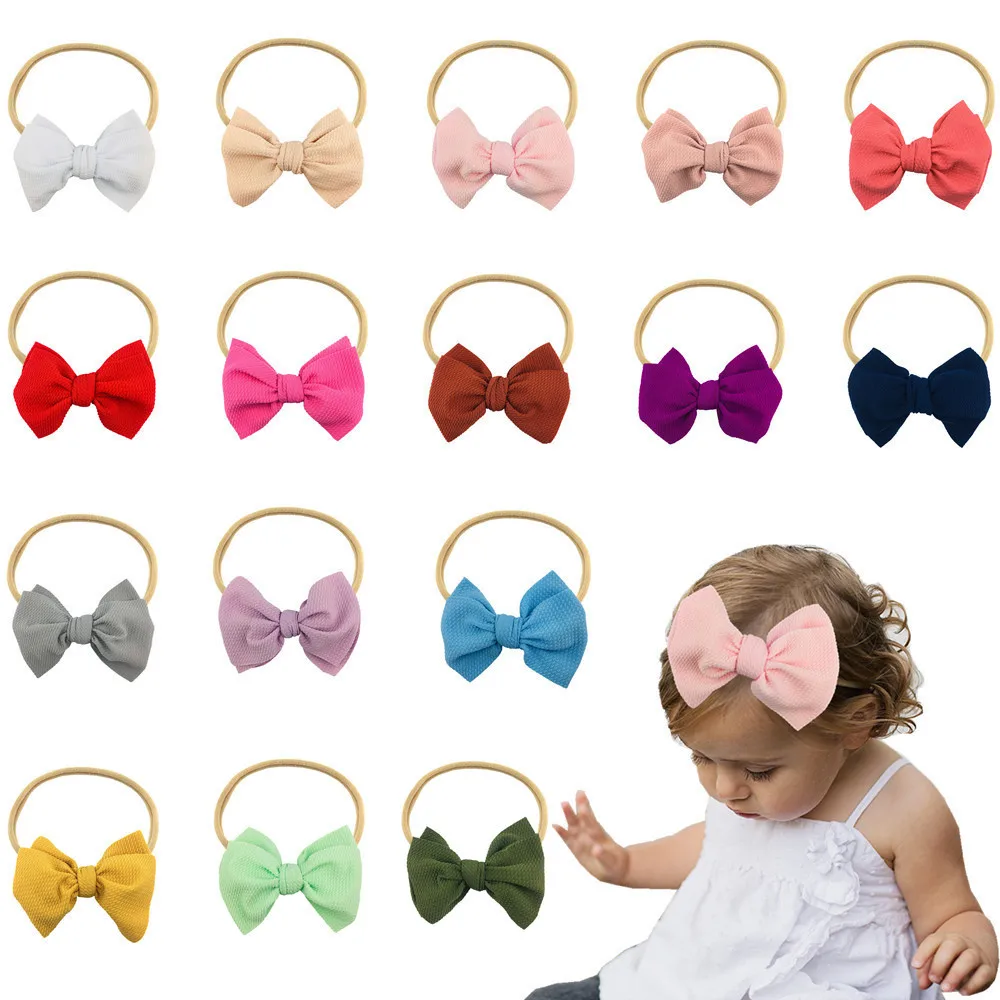 

100 Pcs Wholesale Baby 6 Inch Oversized Knotted Bow Headband European American Girl Exaggerated Soft Nylon Headband Direct Sale