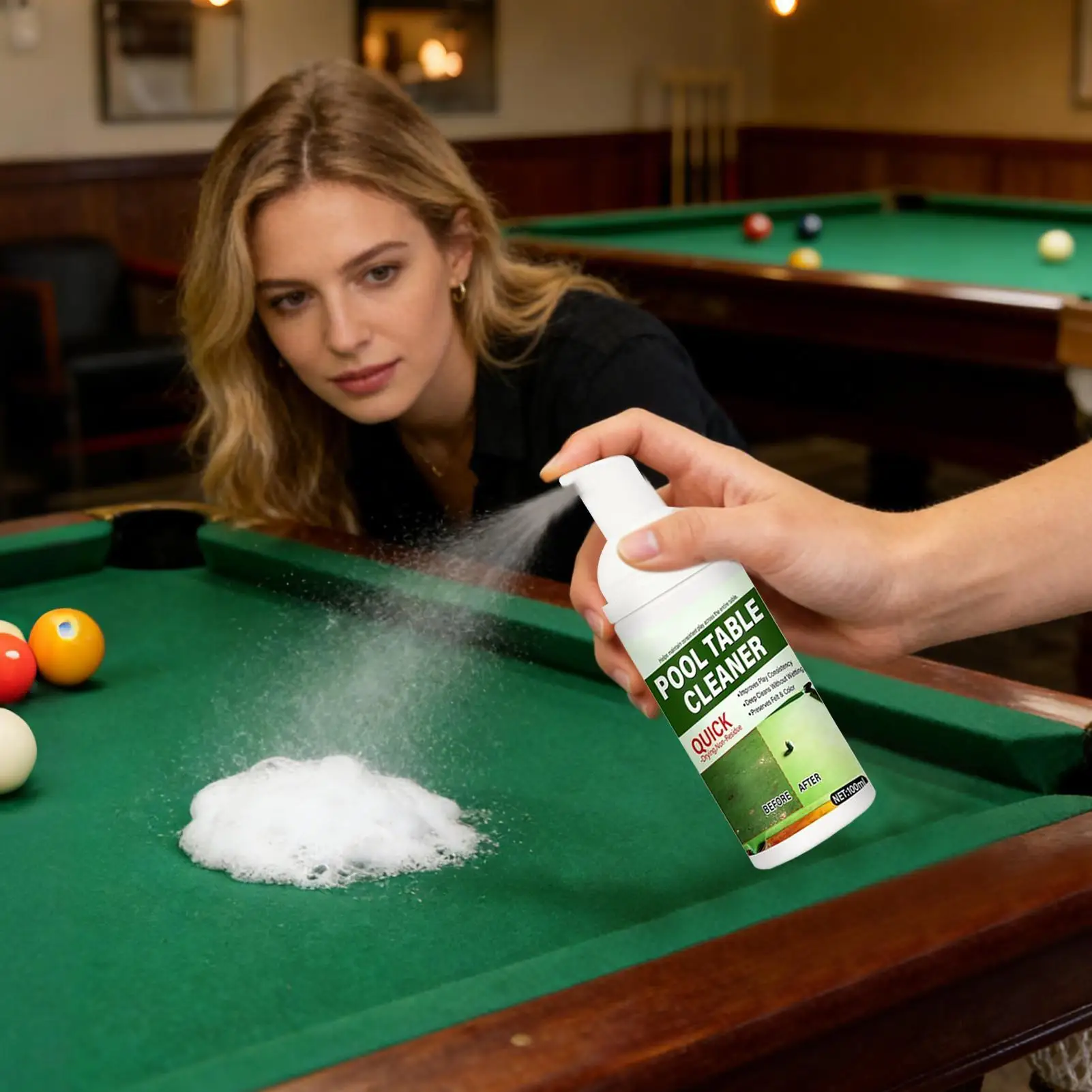 

100ml Billiard Table Felt Care Mousse with Towel Multi-Purpose Pool Table Cleaner Care Agent for Sports Clubs Home & Tournament