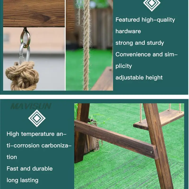 Anti-Corrosion Wood Swing Frame Outdoor Courtyard Rocking Chair Indoor Balcony Hanging Chair Solid Wood Terrace Multi-Person