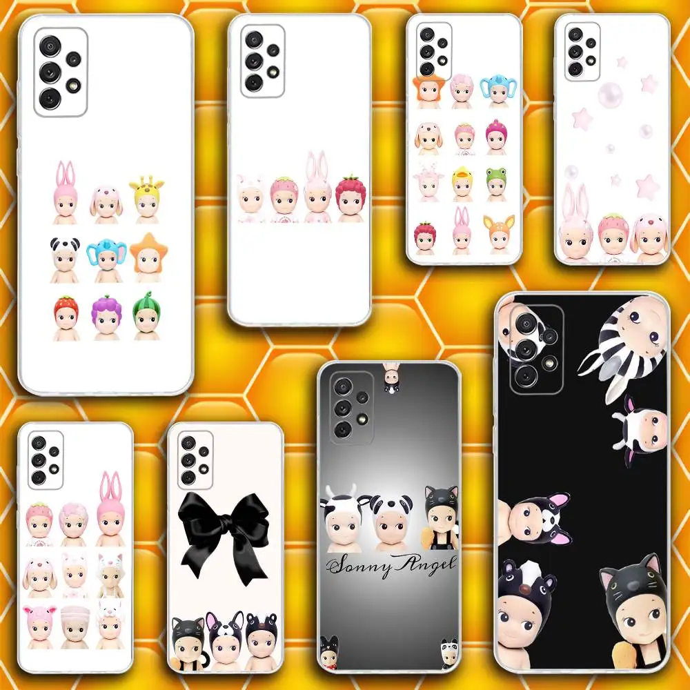 

Cute S-Sonny Fruits A-Angles Phone Case Silicone For Samsung S30,23,21,22,20 FE lite,S10,9,PIus Note20ultra Soft Transparent