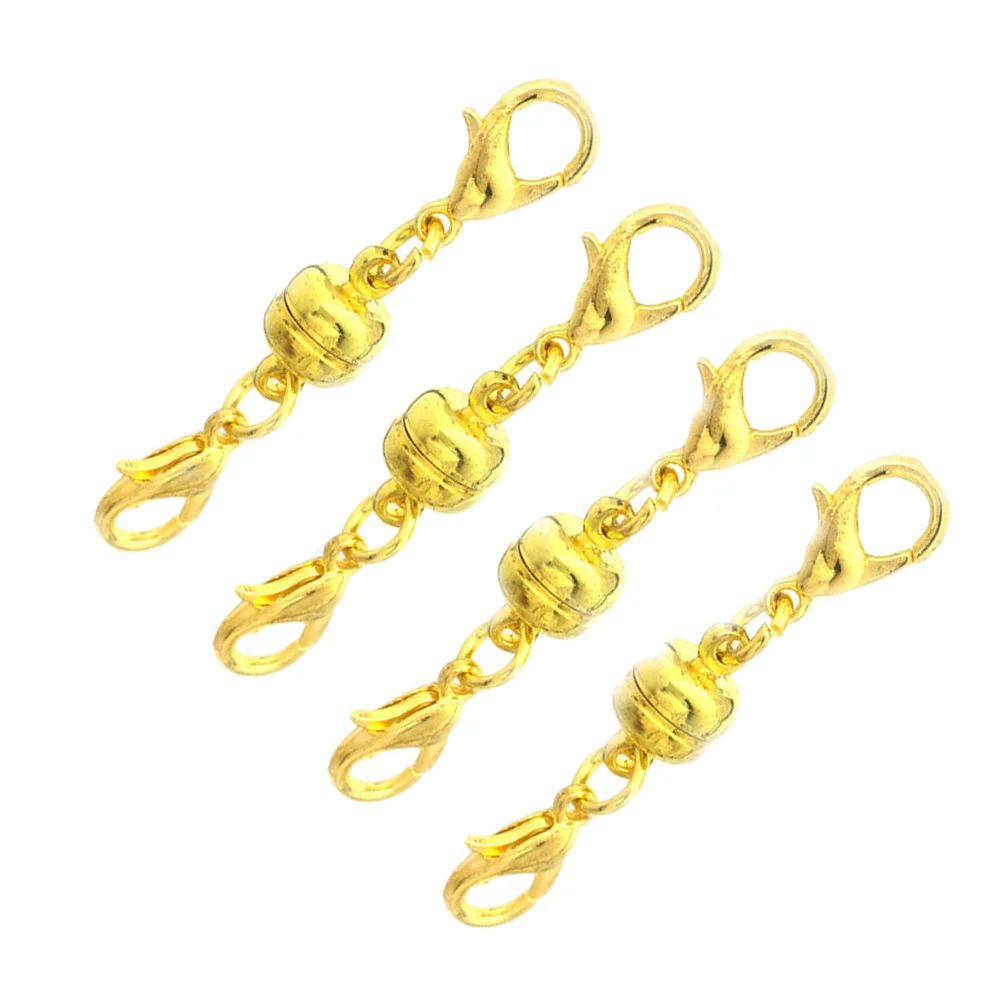 4PCS Elliptical Magnet Buckles Lobster Clasp Magnetic Jewelry Clasps Necklace Bracelet Connector Gold Sturdy Metal Rotating