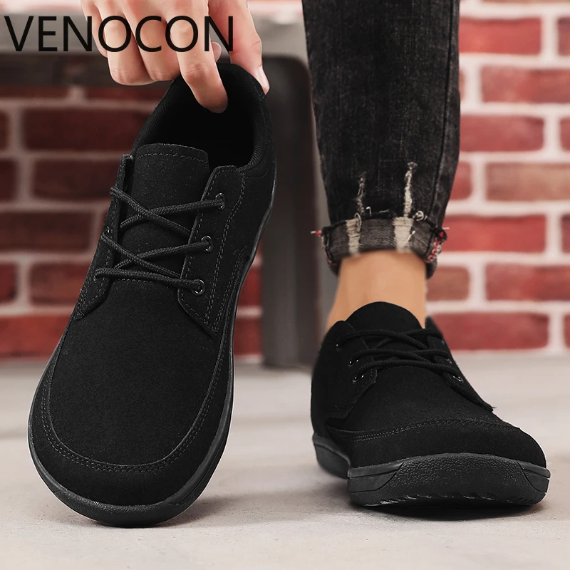 VENOCON Minimalist Barefoot Cow Suede Leather Upper Casual Men's Shoes Footwear Sneakers With Wide Toe Nose Feet For Woman