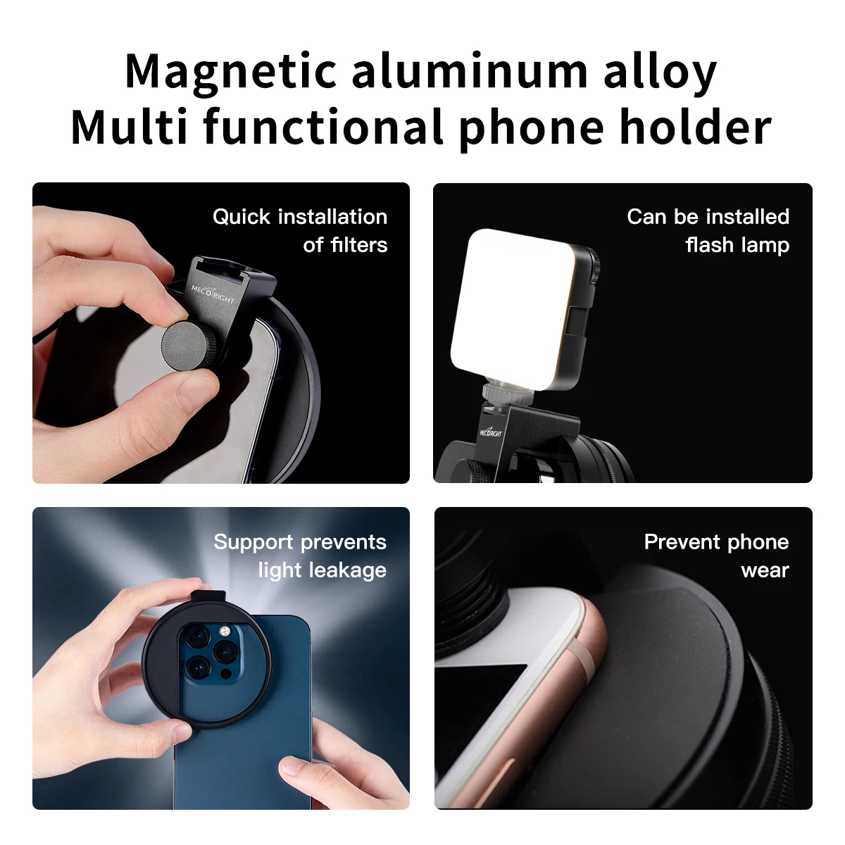 Mecoright Magnetic Smartphone Filter 72mm Ring Cold Shoe phone holder CPL ND GND per Samsung Huawei Apple Vivo cellulare Lens