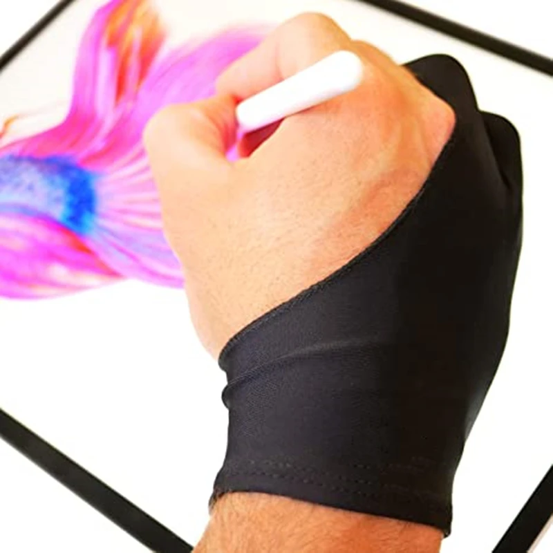 Guantes para pintar con 2 dedos, anticontaminación, antisuciedad, mano derecha e izquierda, guante de dibujo para pantalla táctil para iPad y tableta