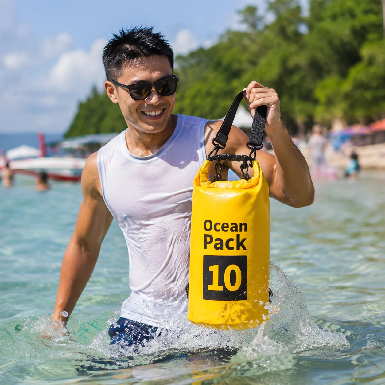 Backpack Waterproof Dry Sack Lightweight Large Capacity Roll‑Top Storage Bag for Kayaking Hiking Swimming Surfing Activities