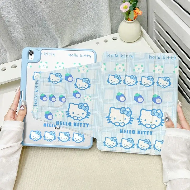 

Kawaii Kitty IPad Case for IPad Air6/7 A16 11th Pro 11in Mini6/ 8.3in 5th 6th 9.7 7/8/9th 10.2in Rotate Clear Acrylic Back Cover