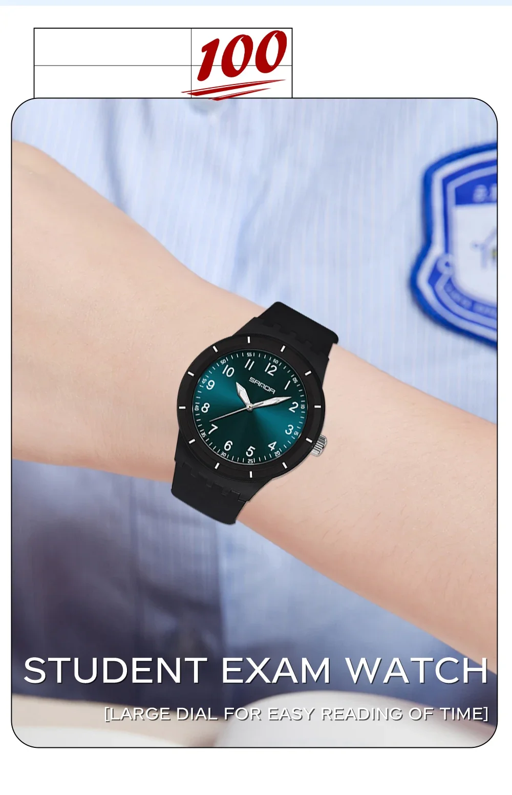 SANDA SD9075 ساعة بسيطة للطالبات متعددة الوظائف متعددة الوظائف كوارتز مقاومة للماء