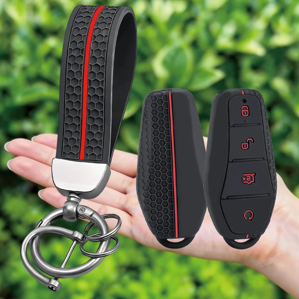 Silicone Car Remote Key Cover Holder Chain Key Case for BYD Atto 3 Han EV Dolphin Song PRO Max Tang DM Yuan Dolphin E2 Qin PLUS
