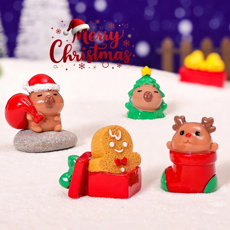 Kerst Actiefiguren Kinderen Leuke Capibara Klassieke Speelgoed Auto Model Pop Kinderen Slaapkamer Ornament Home Decor Kerstcadeau