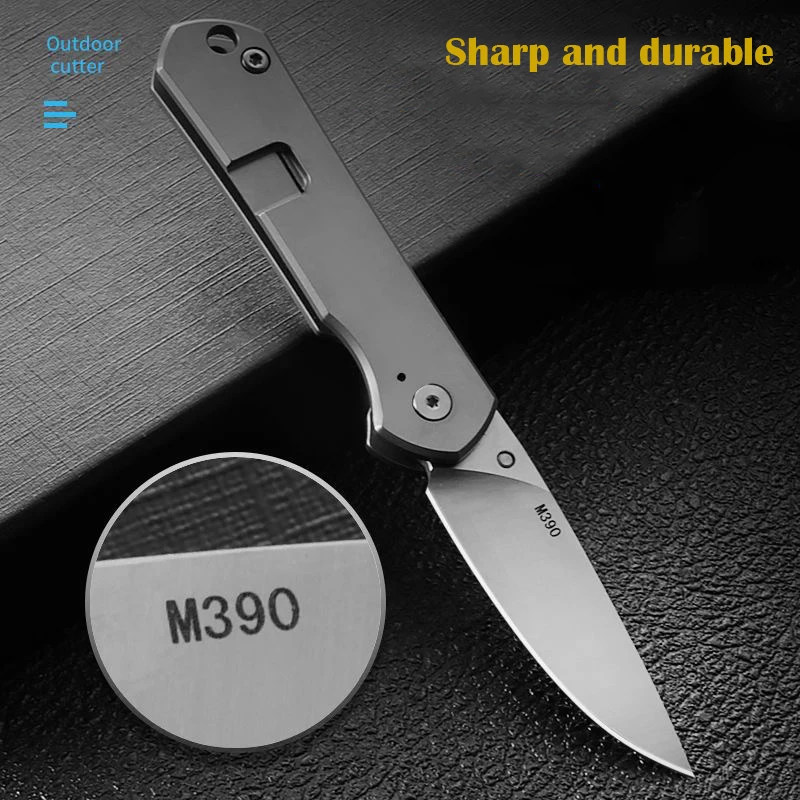 Titanium Folding Knife M390 14C28N Steel Blade High Hardness Foldable Pocket Knife With Keychain Disassembly Express Open Box