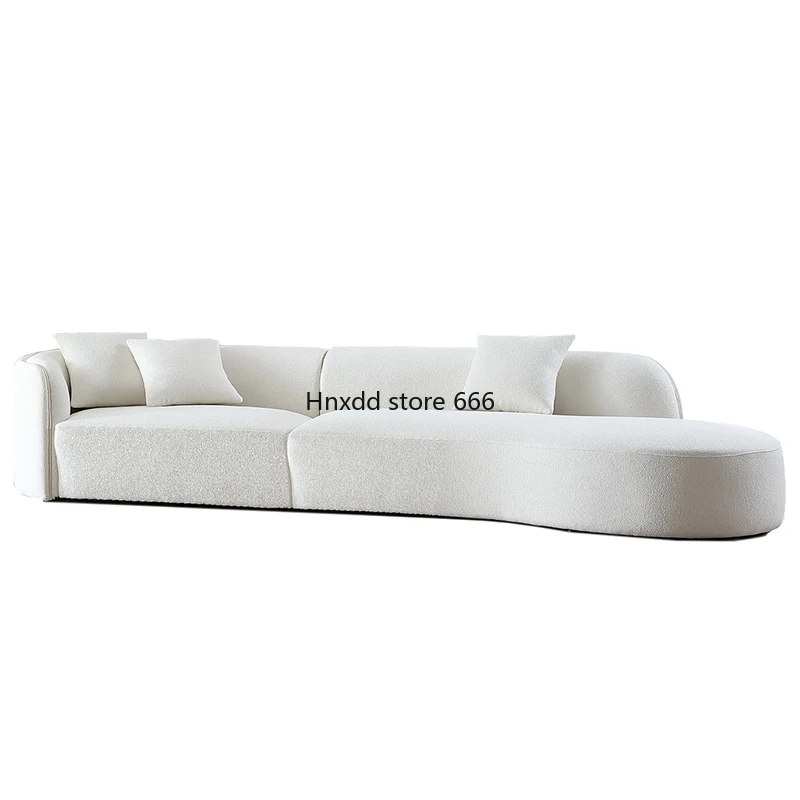 Italian simple cream teddy fleece curved sofa