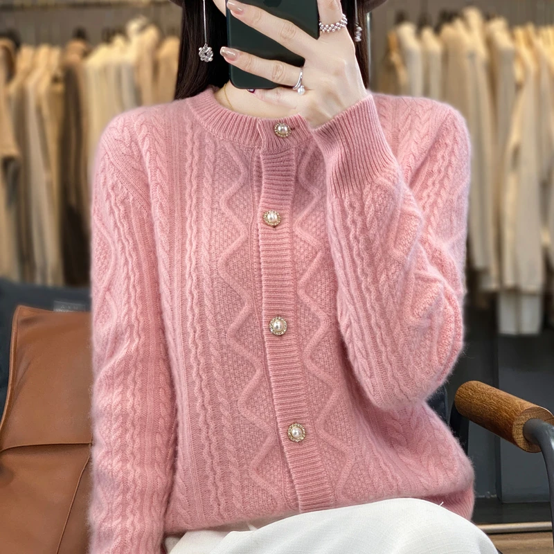 Suéter Cárdigan de Punto de Alta Gama para Mujer, Sin Bolitas, Otoño Invierno 2025, Nuevo Estilo de Daliang Dongguan